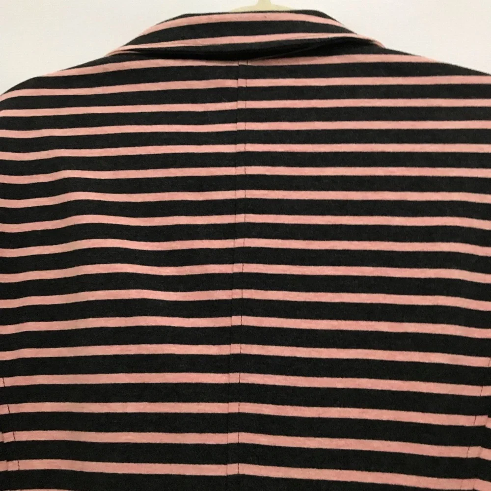 Garnet Hill Striped Gray and Pink Women's Jacket Size 18